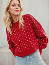 Heart-Patterned Round Neck Sweater