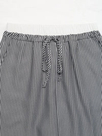 Striped pants with a tie waist on a white background