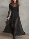 Sheer Mesh Maxi Dress Two-Piece Set