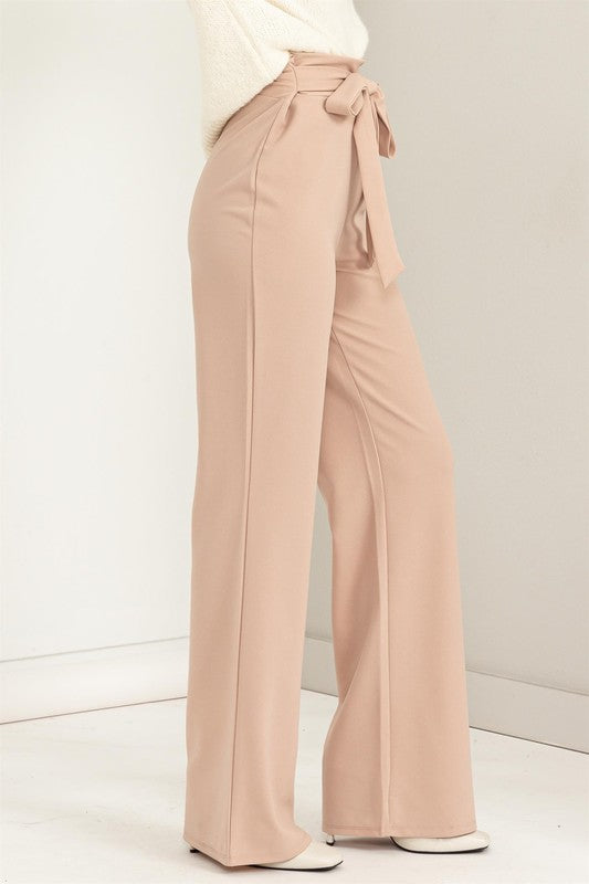 SEEKING SULTRY HIGH-WAISTED TIE-FRONT FLARED PANTS