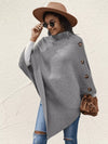 Women's Button-Decor Turtleneck Poncho Pullover