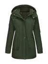 Women's Full Size Hooded Mid-Length Windproof Outerwear Plus Size