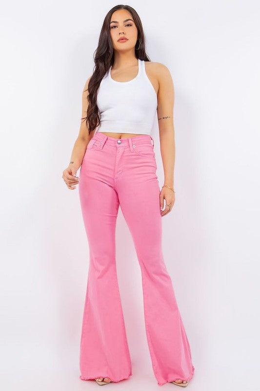 Front view picture of Bell Bottom Jean in Pink