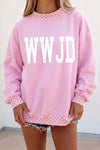 Polka Dot Letter Print Mock Neck Pullover Sweatshirt