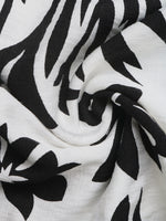 Close-up of black and white floral patterned fabric