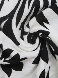 Close-up of black and white floral patterned fabric