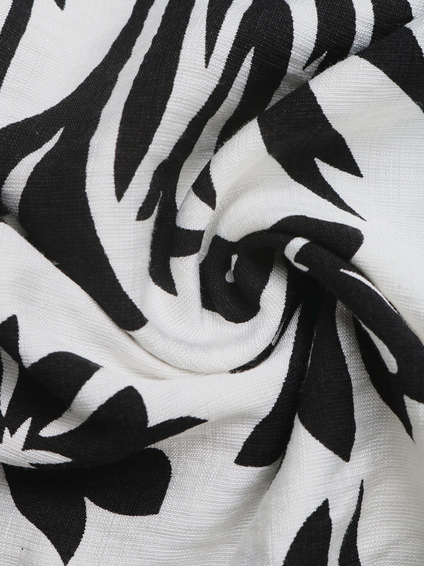 Close-up of black and white floral patterned fabric