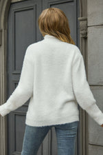 Back of white Angel Wings Turtle Neck Long Sleeve Pullover Sweater