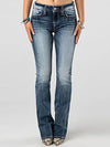 Embroidered Washed Bootcut Jeans