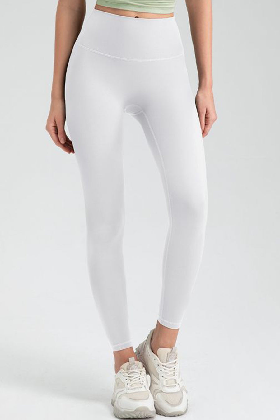 White Women's Wide Waistband High Waist Sport Leggings