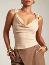 Women's Cowl Neck Tank with Metal Ring Accents