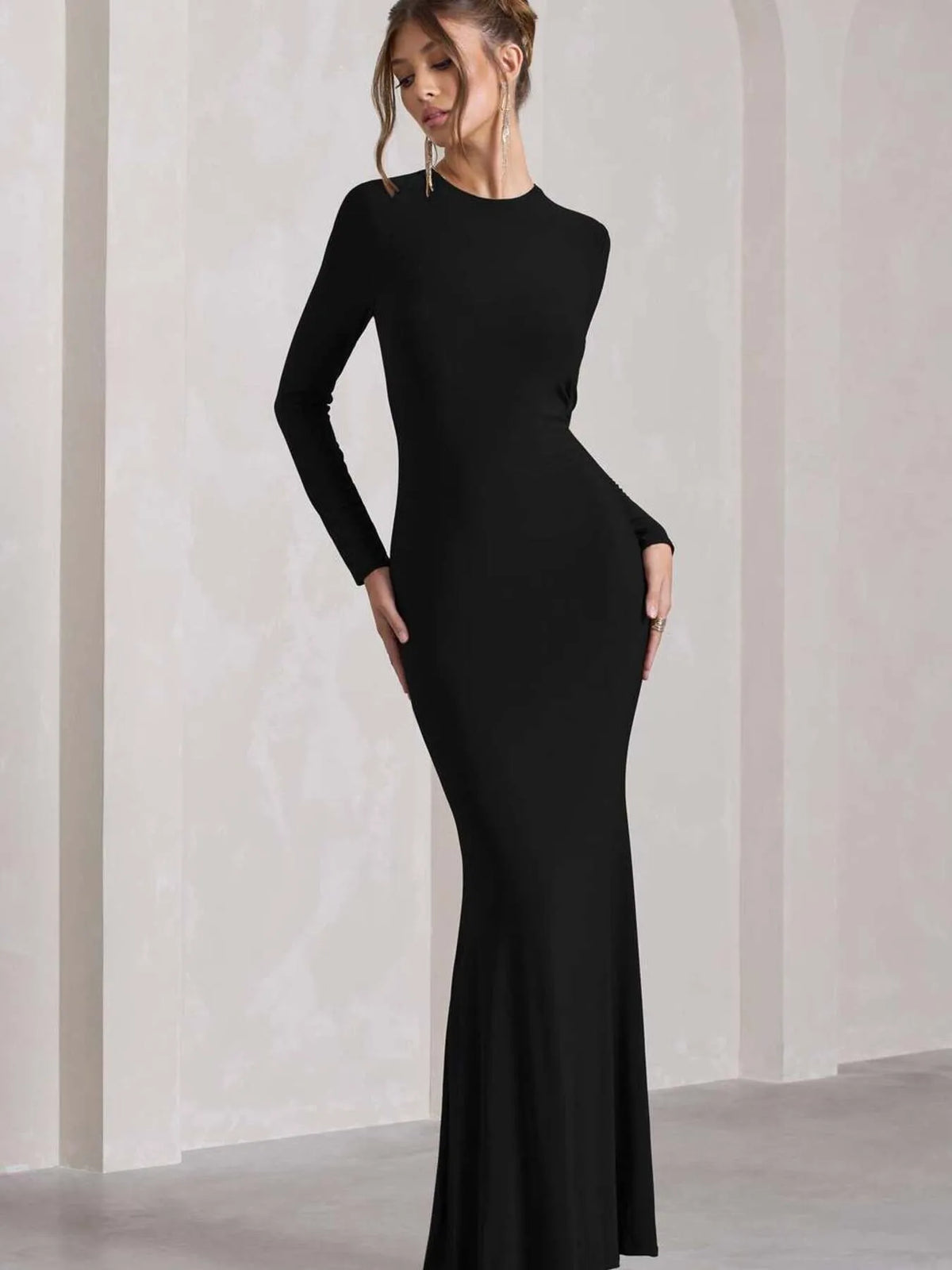 Round Neck Long Sleeve Bodycon Maxi Dress Round Neck Long Sleeve Bodycon Maxi Dress