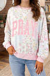 PRAY Graphic Floral Mixed Print Patchwork Top