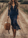 Lace Long Sleeve Midi Dress