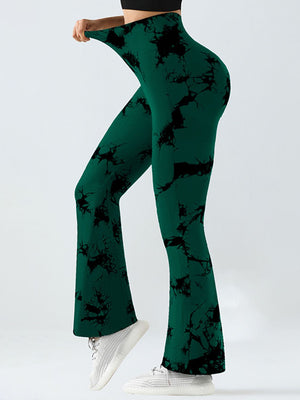 Model showing waist on green Tie-Dye High Waist Active Leggings