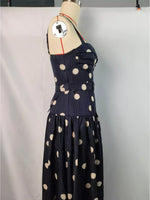 Side view Polka Dot Sweetheart Neck Midi Dress