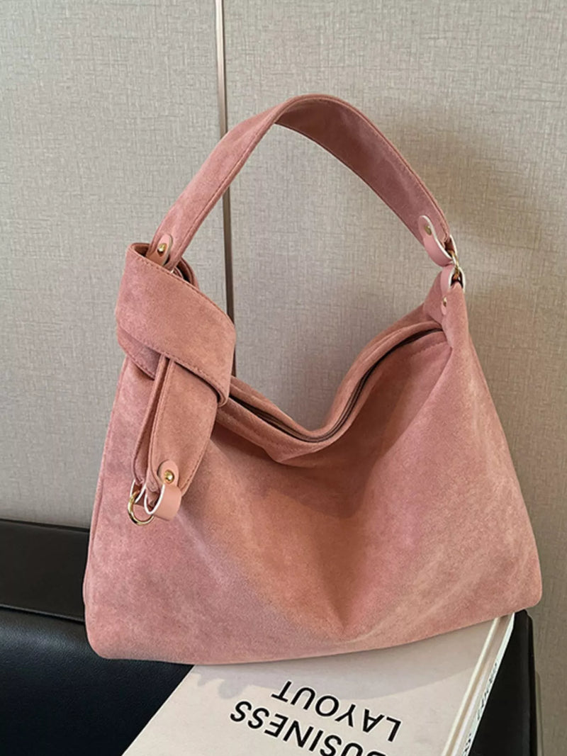 Close up of Women's Suede Hobo Shoulder Bag