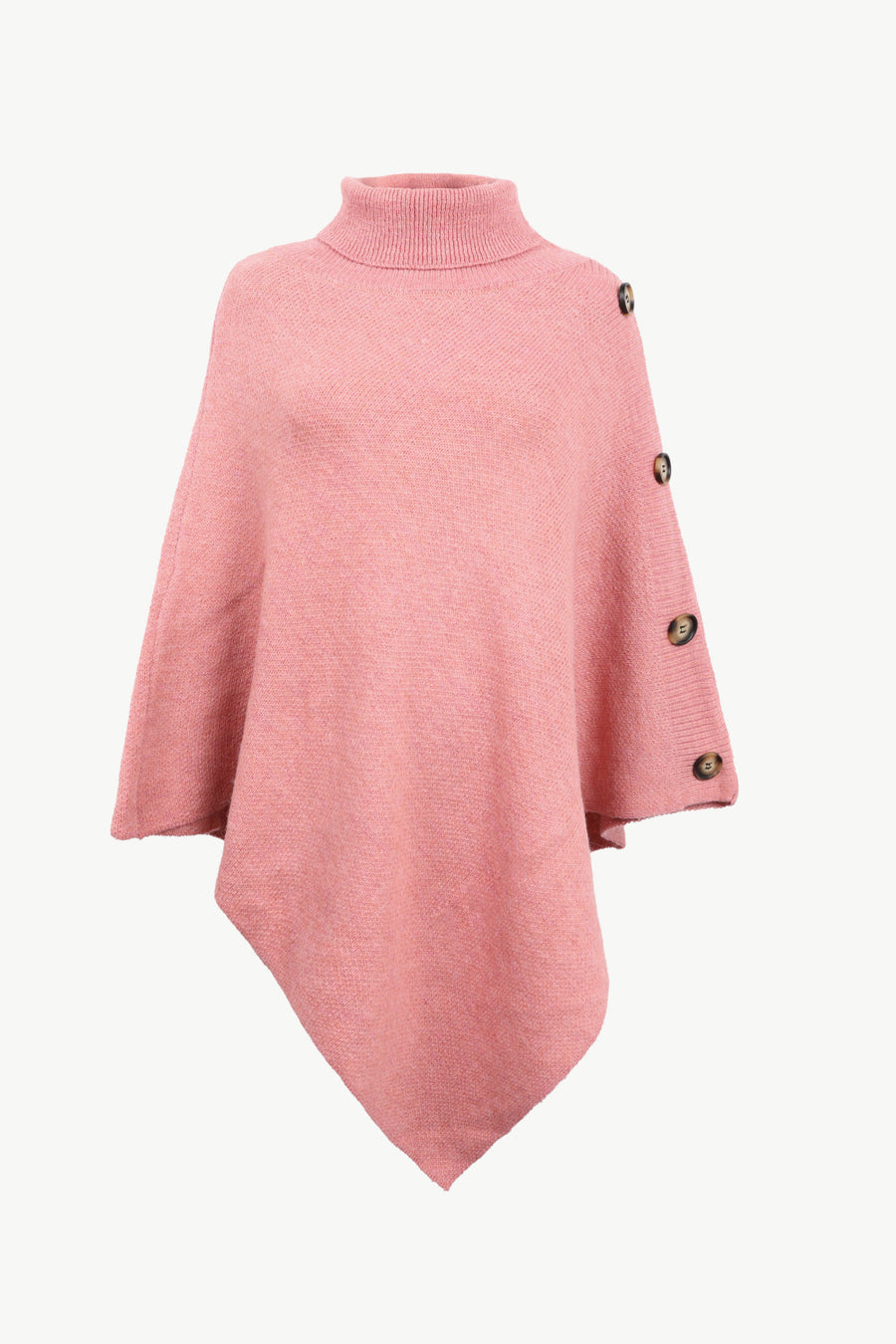 Pink poncho with button details on a white background