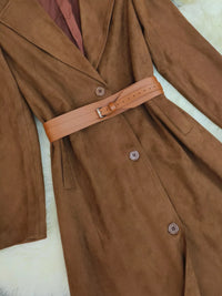 Brown coat with a belt on a white background