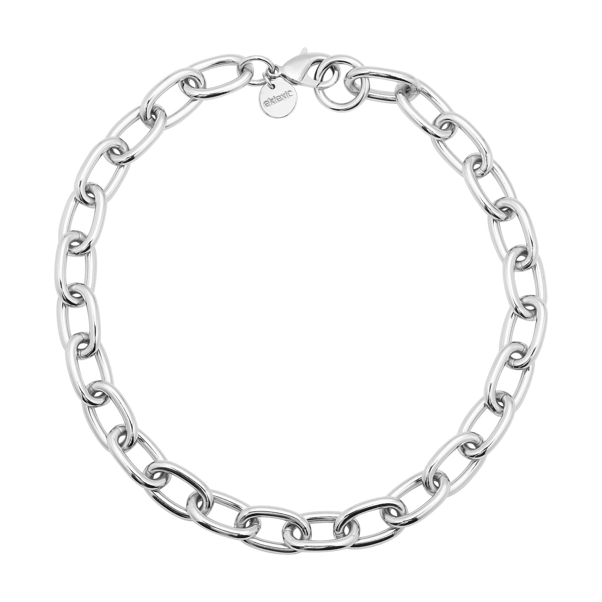 A bold, rounded link chain necklace made of recycled brass with a gold finish, featuring a secure lobster clasp.