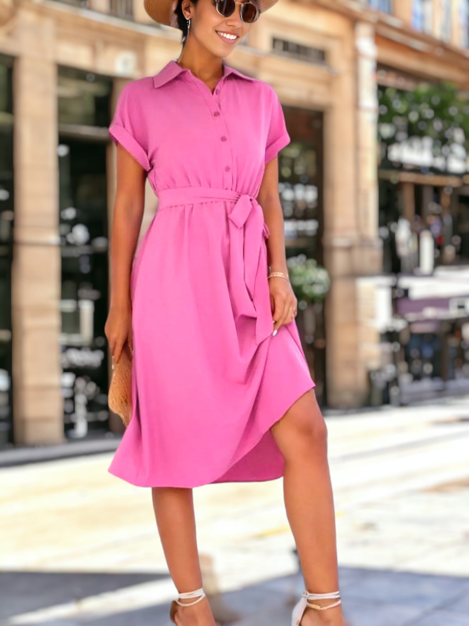 Front view of pink dress