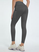 Back view of gray High Waist Active Leggings 