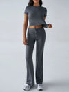 Round Neck Short Sleeve Top and Pants Set