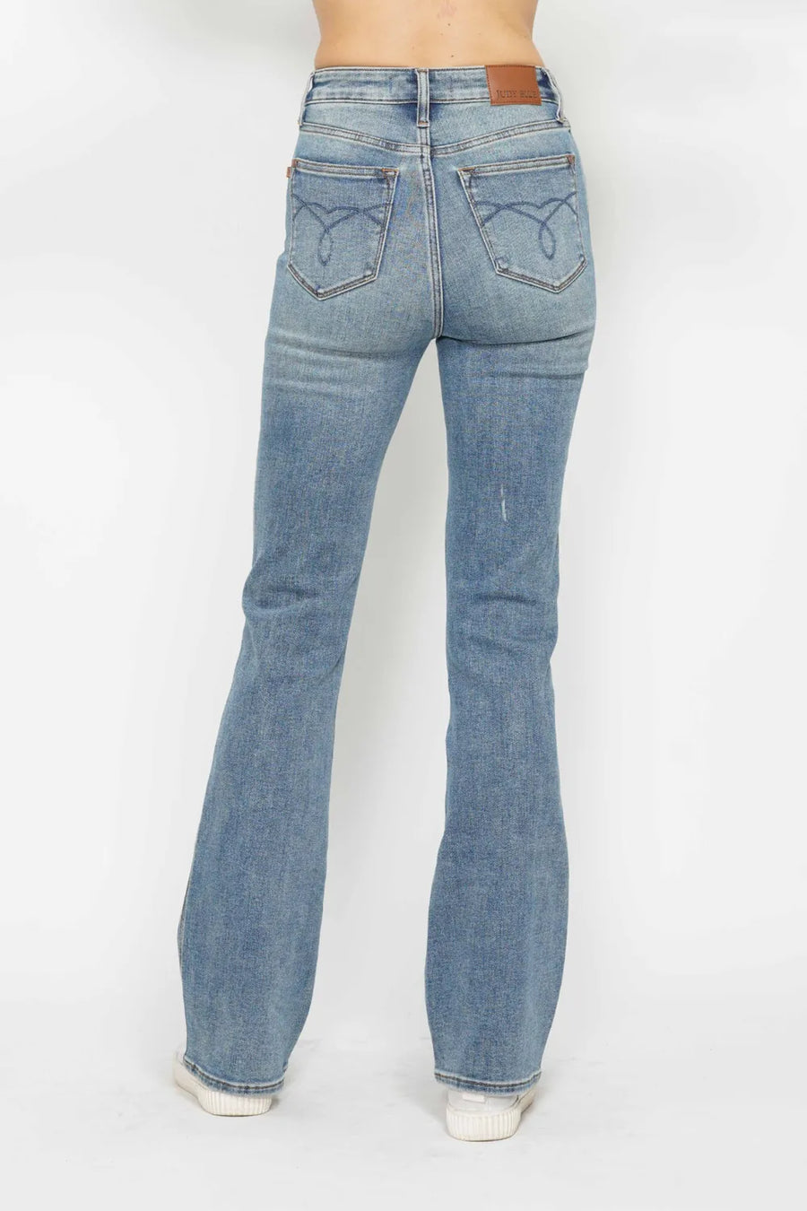 Light blue jeans on a white background