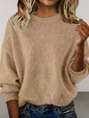 Full Size Round Neck Dropped Shoulder Sweater Plus Size