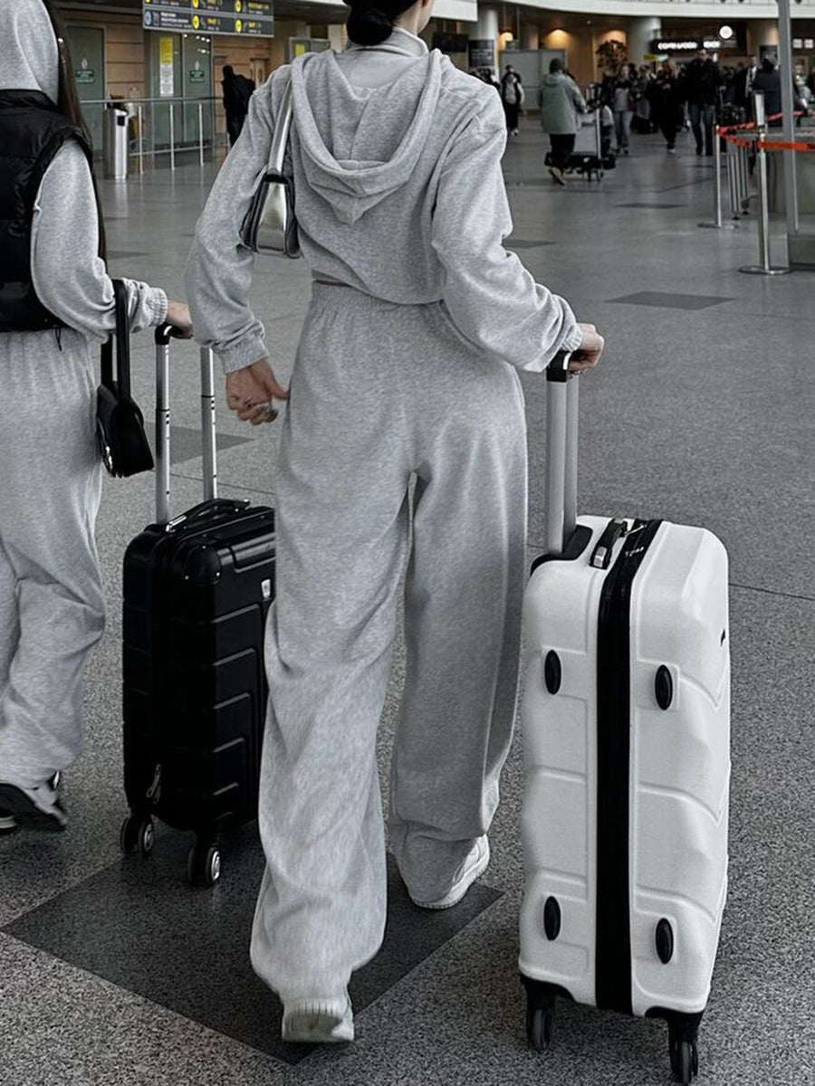 Back view of Zip Up Hoodie and Pocketed Pants Set