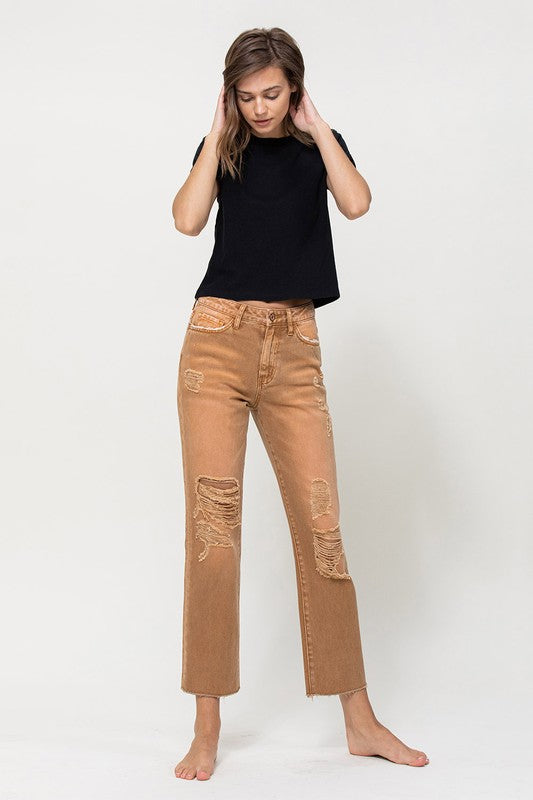 HIGH RISE STRAIGHT CROP JEANS