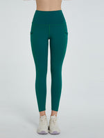Front view of green High Waist Active Leggings 