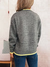 Ribbed Contrast Trim Long Sleeve Sweater