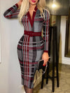 Full Size Notched Long Sleeve Dress Plus Size