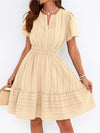 Short Sleeve Smocked Waist Tiered Dress