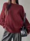 Full Size Cozy Knit Round Neck Oversized Sweater Plus Size