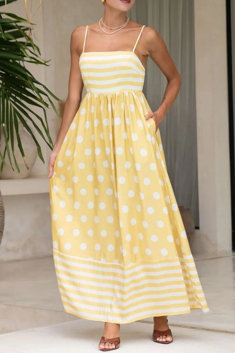 Front view of Polka Dot Square Neck Cami Dress