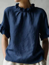 Women's Full Size Ruffled Neck Half Sleeve Blouse Plus Size