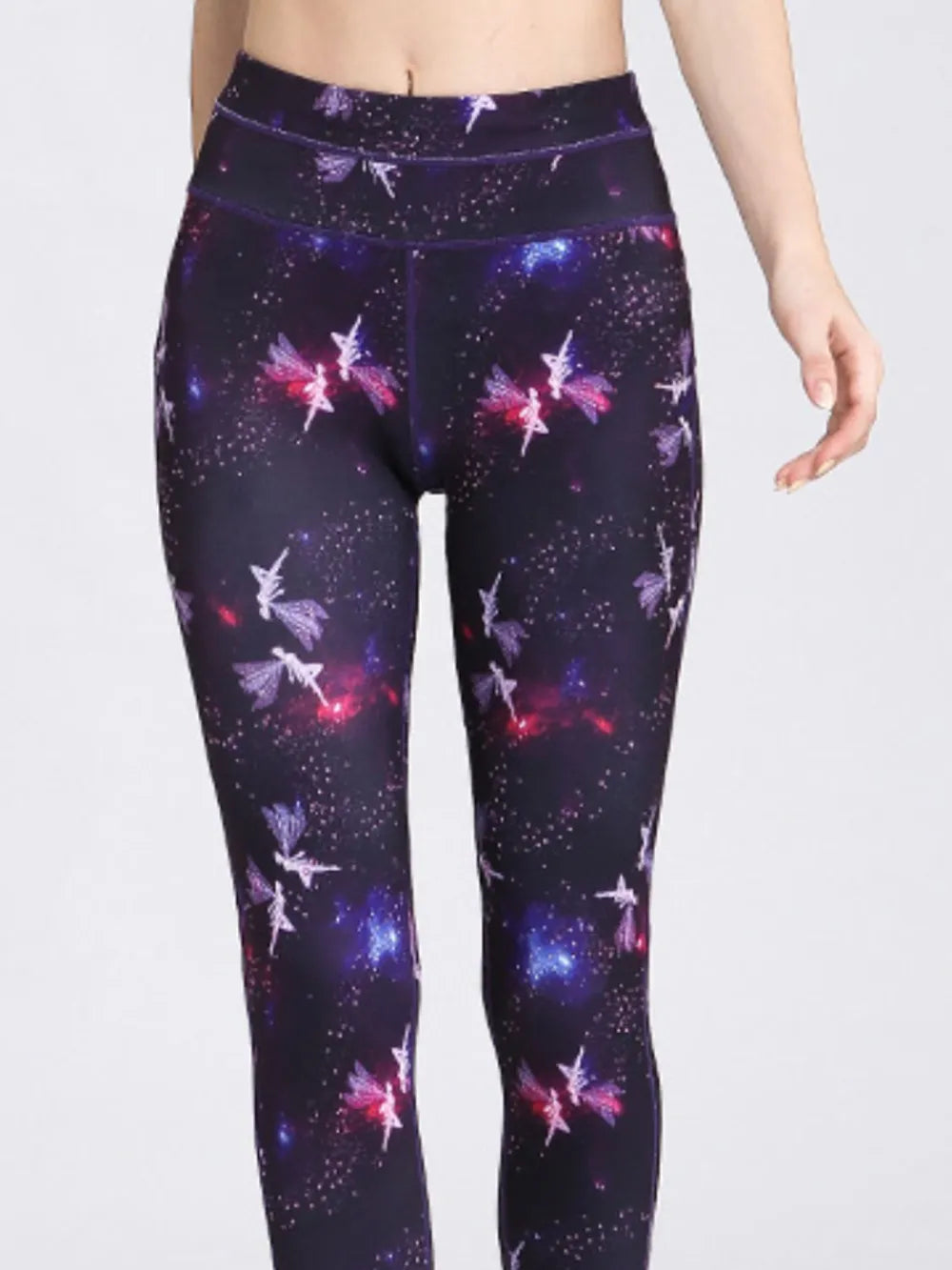 Leggings with fairy and galaxy pattern on a white background
