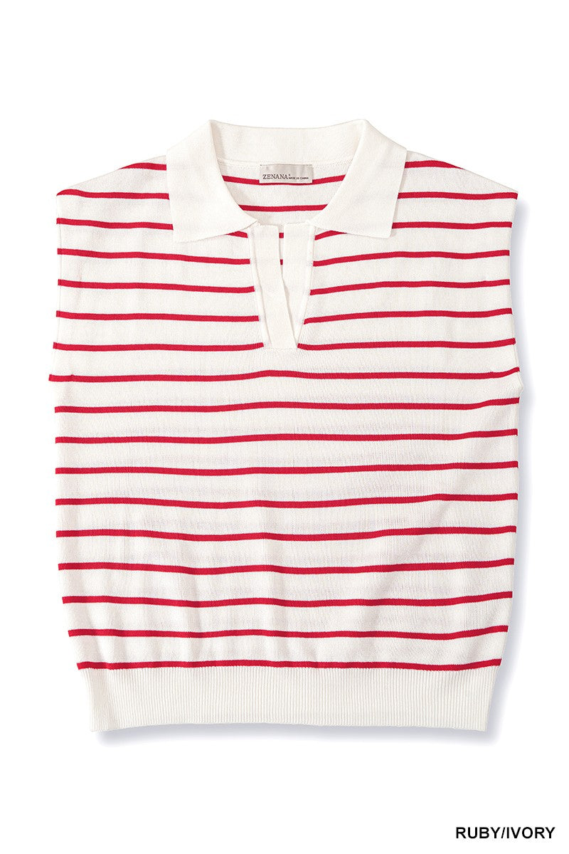 Folded red and white striped shirt on a white background