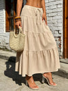 Tiered Maxi Skirt with Drawstring Waist