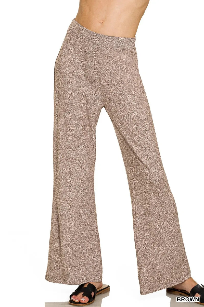 Brown wide-leg pants on a white background