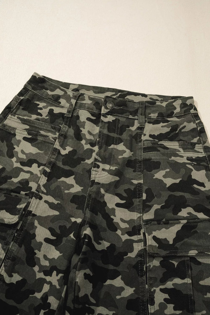 Camouflage pants on a plain background