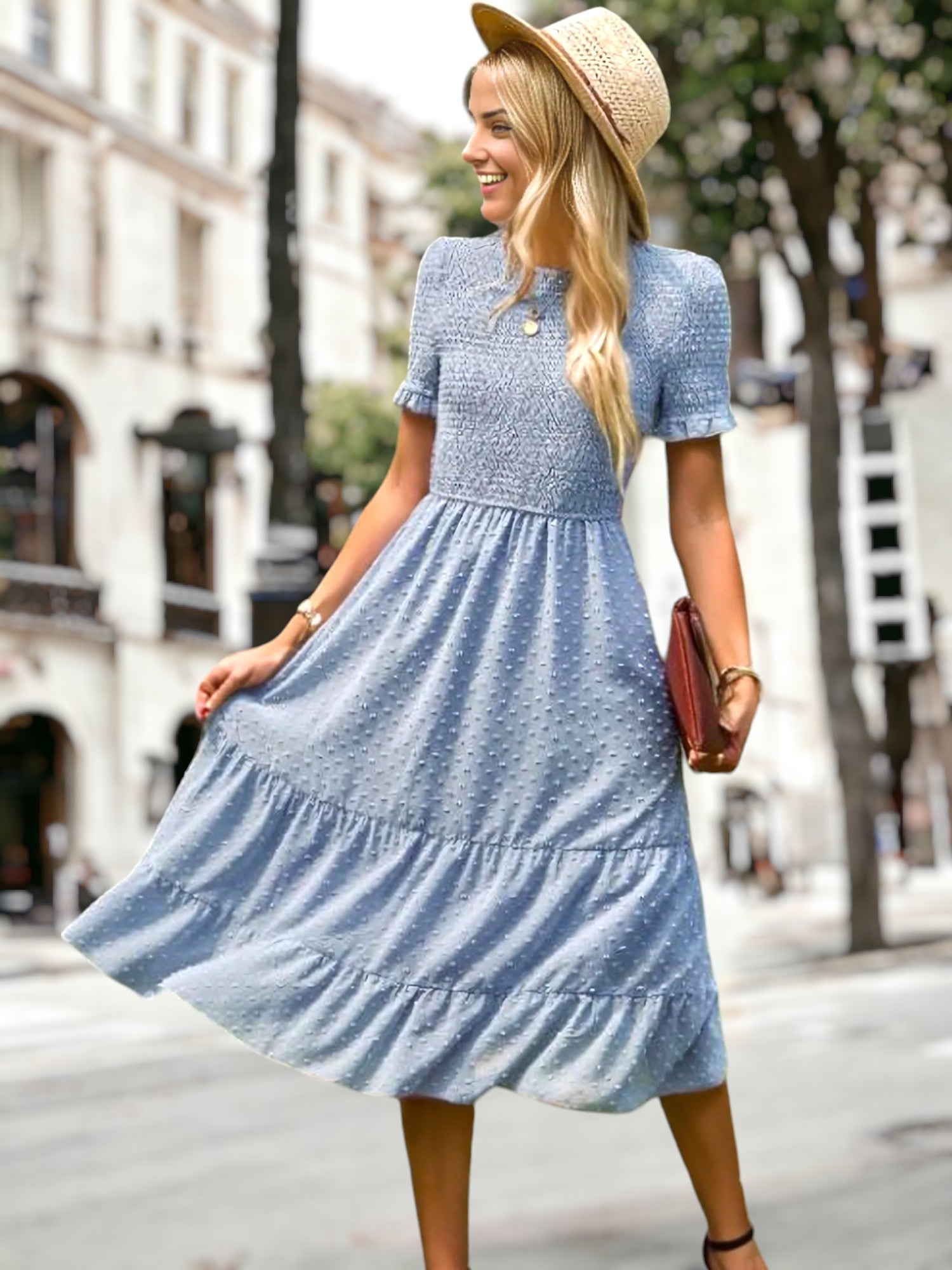 Trendy Double Textured Tiered Dress
