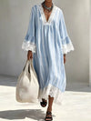 Lace Trim V-Neck Midi Dress For Women