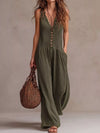 V-Neck Sleeveless Wide Leg Jumpsuit