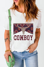 Front view of Graphic Round Neck Short Sleeve T-Shirt