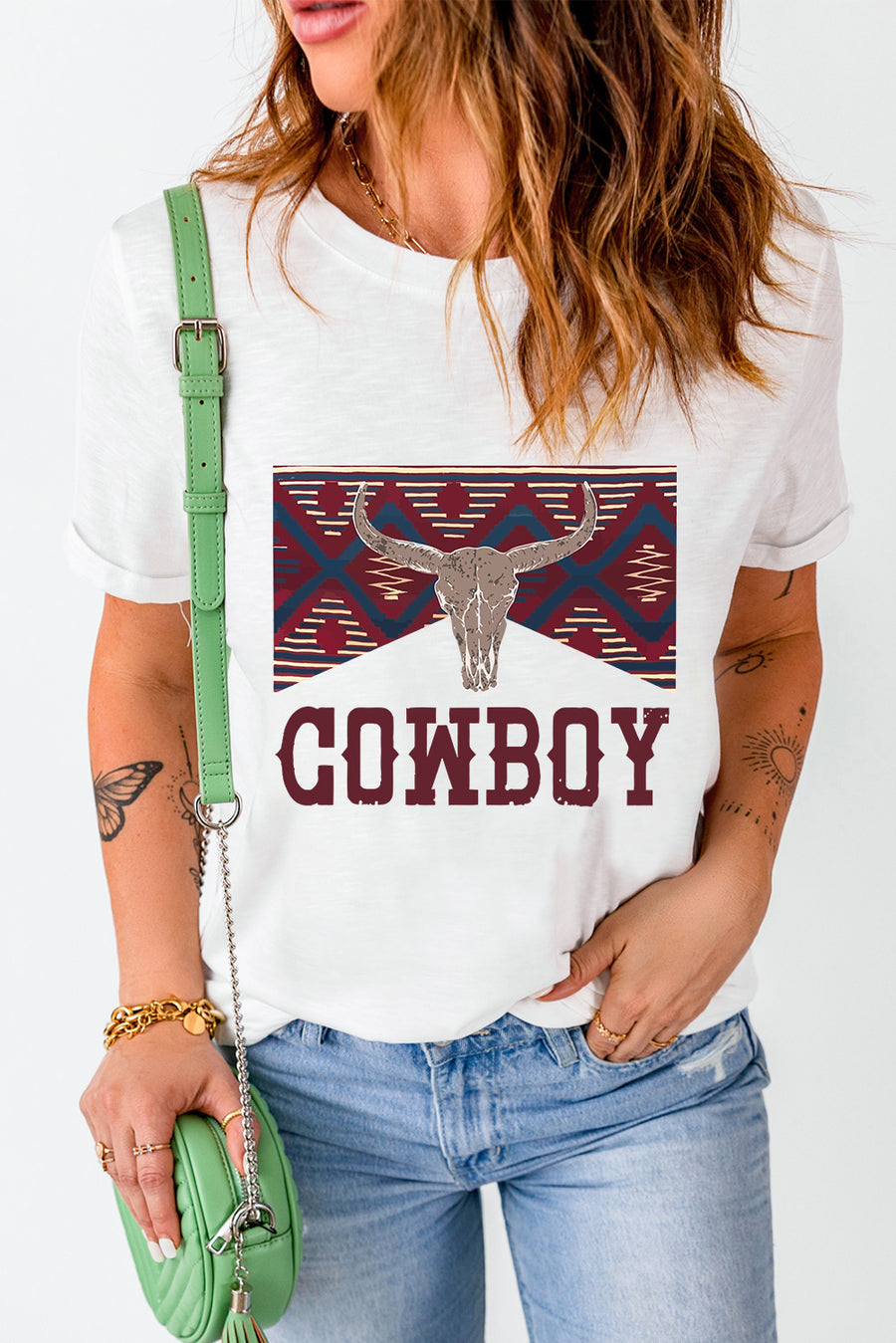 Front view of Graphic Round Neck Short Sleeve T-Shirt