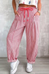 Stripe Drawstring Casual Loose Pants