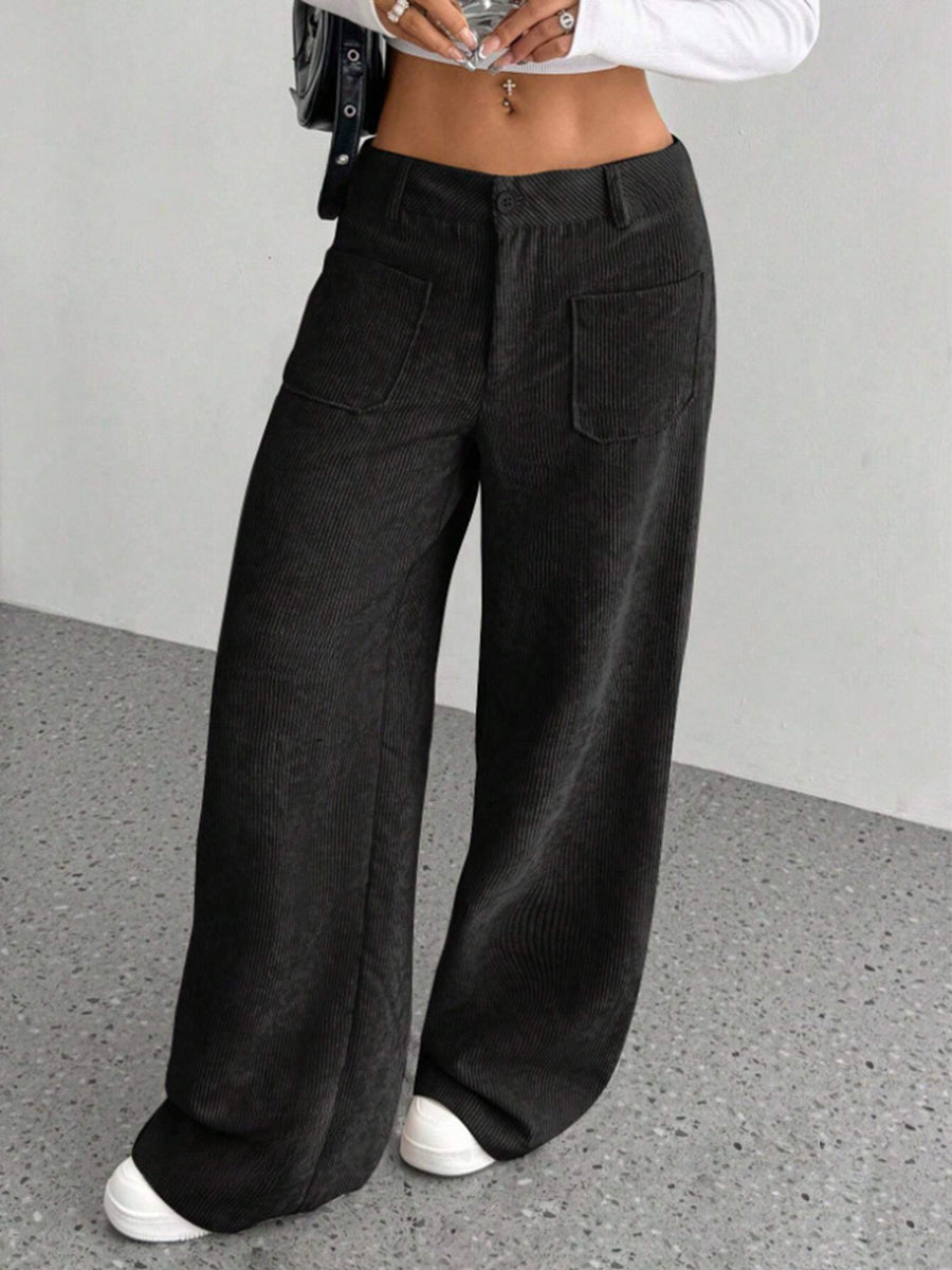 Front view of Wide Leg Pants with Pockets